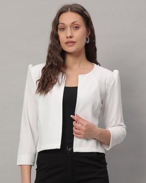 women regular fit shrug front open closure