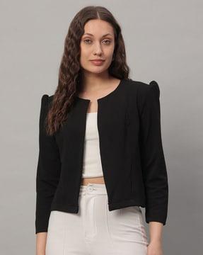 women regular fit shrug front open closure