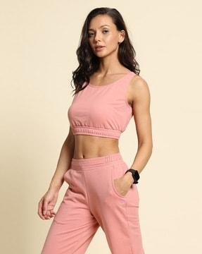 women regular fit sleeveless crop top