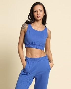 women regular fit sleeveless crop top