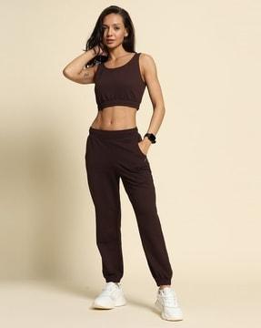 women regular fit sleeveless crop top