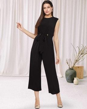 women regular fit sleeveless jumpsuit