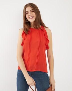 women regular fit sleeveless top