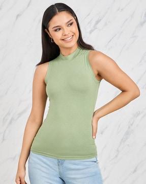 women regular fit sleeveless top