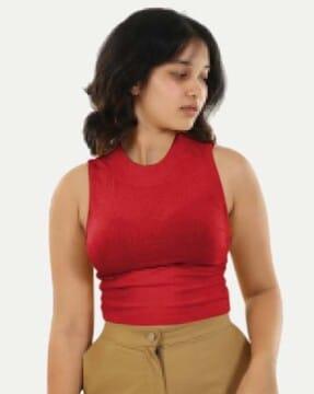 women regular fit sleeveless top