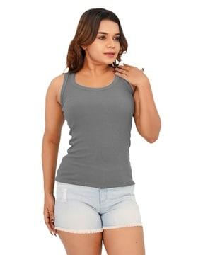 women regular fit sleeveless top