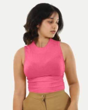 women regular fit sleeveless top