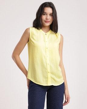 women regular fit sleeveless top