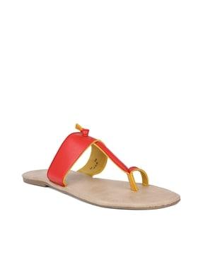 women regular fit slip-on sandals with toe-ring