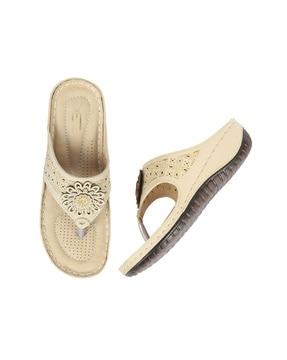 women regular fit slip-on thong-strap flat sandals