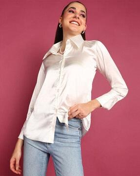 women regular fit spread-collar shirt