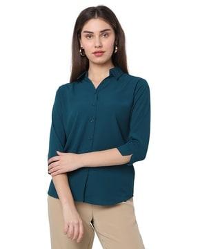 women regular fit spread-collar shirt