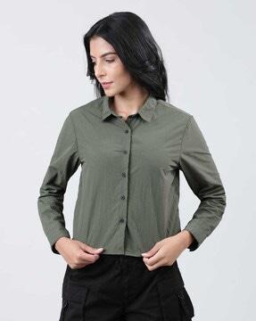 women regular fit spread-collar shirt