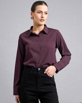 women regular fit spread-collar shirt