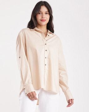 women regular fit spread-collar shirt