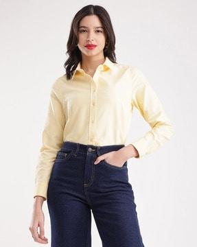 women regular fit spread-collar shirt