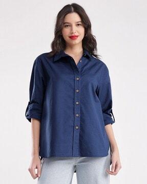 women regular fit spread-collar shirt