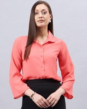 women regular fit spread-collar shirt