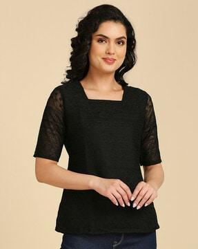 women regular fit square-neck top