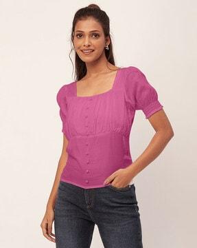 women regular fit square-neck top