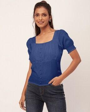 women regular fit square-neck top