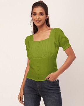 women regular fit square-neck top