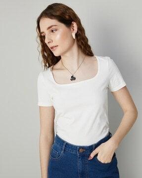 women regular fit square-neck top