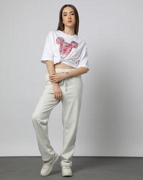 women regular fit straight track pants