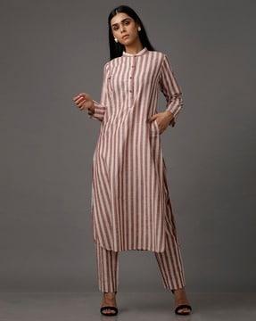 women regular fit striped kurta