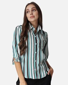 women regular fit striped shirt