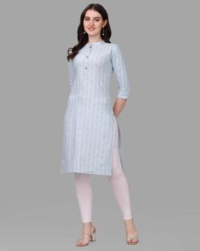 women regular fit striped straight kurta