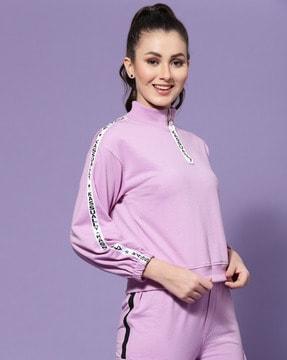 women regular fit sweatshirt with brand print