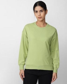 women regular fit sweatshirt with drop-shoulder sleeves