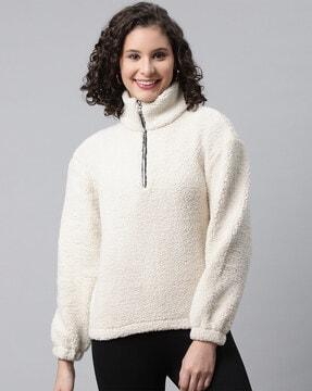 women regular fit sweatshirt with half zip-closure