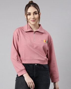 women regular fit sweatshirt with half-zip closure