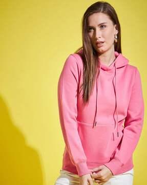 women regular fit sweatshirt with kangaroo pocket