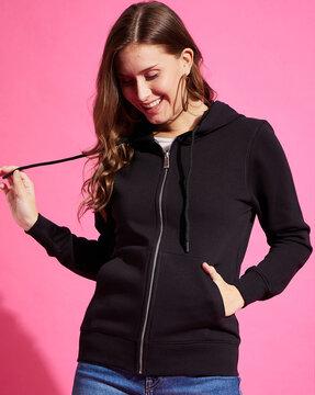 women regular fit sweatshirt with kangaroo pocket