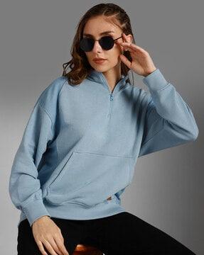 women regular fit sweatshirt with kangaroo pocket