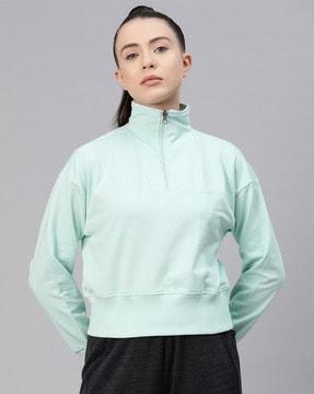 women regular fit sweatshirt with ribbed hem