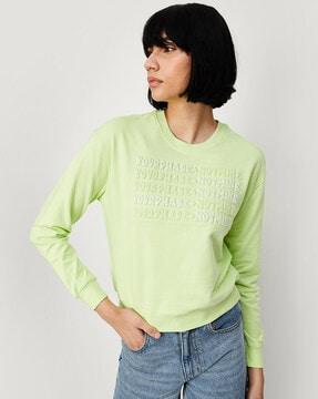 women regular fit sweatshirt with ribbed hem