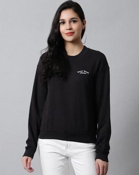 women regular fit sweatshirt with round neck