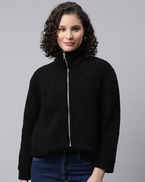 women regular fit sweatshirt with zip-front closure