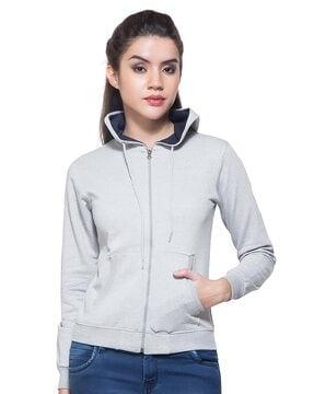 women regular fit sweatshirt with zip-front closure