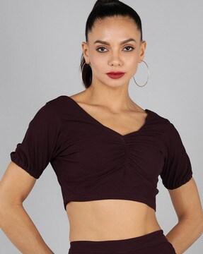 women regular fit sweetheart-neck crop top