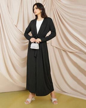 women regular fit tie & dye print maxi kimono