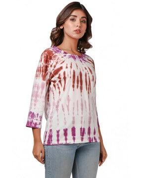 women regular fit tie & dye print t-shirt