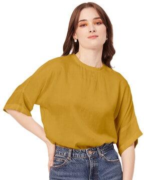 women regular fit top with 3/4th sleeves