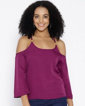 women regular fit top with 3/4th sleeves