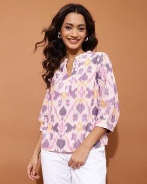 women regular fit top with 3/4th sleeves