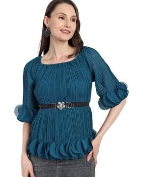 women regular fit top with 3/4th sleeves
